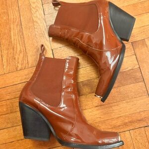 Jeffrey Campbell Western Cap Toe Patent Leather Boots Free People Brayden Boots